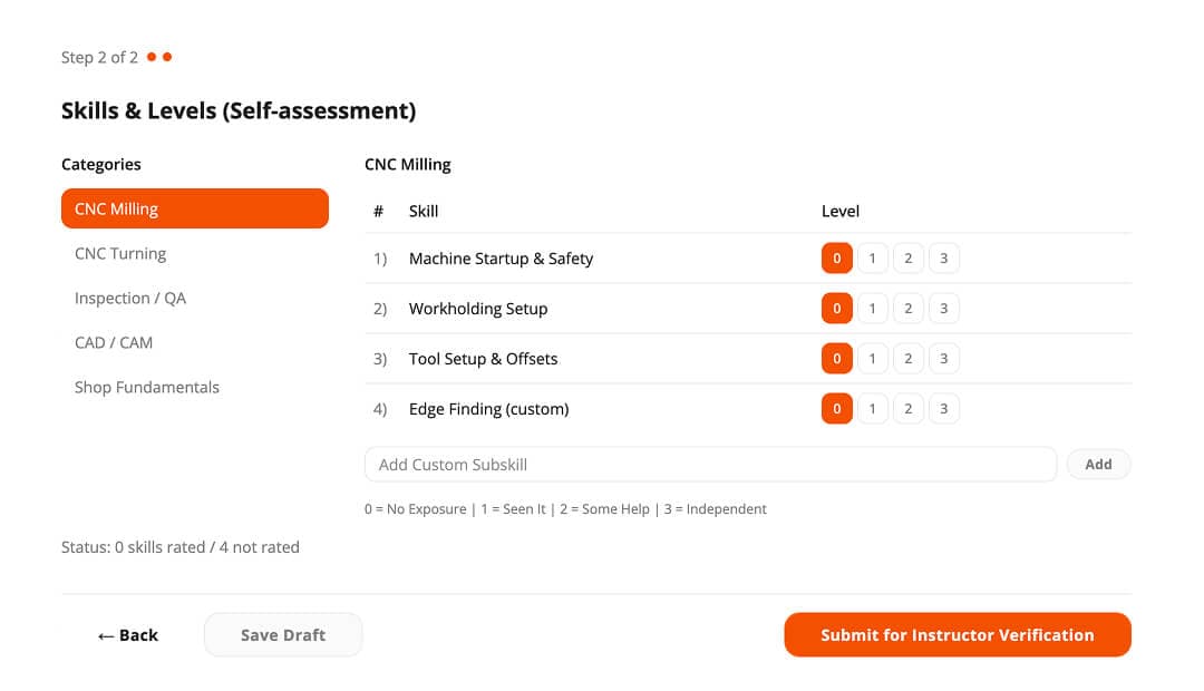 Student profile screen